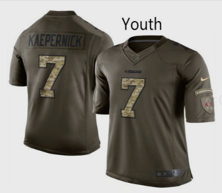 Youth San Francisco 49ers #7 Colin Kaepernick Olive Camo Stitched Jersey