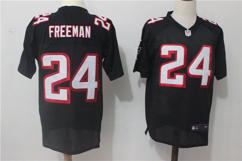 Men's Atlanta Falcons 24# Devonta Freeman Elite Black Stitched Jersey