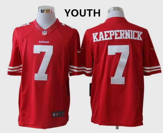 Youth San Francisco 49ers 7# Colin Kaepernick Red KIDS Stitched Jersey