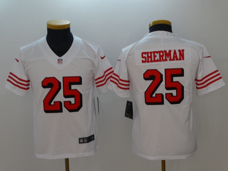 Youth San Francisco 49ers 25# Richard Sherman Limited White Stitched Jersey