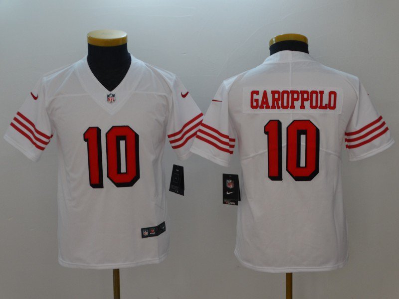 Youth San Francisco 49ers 10# Jimmy Garoppolo Limited White Stitched Jersey