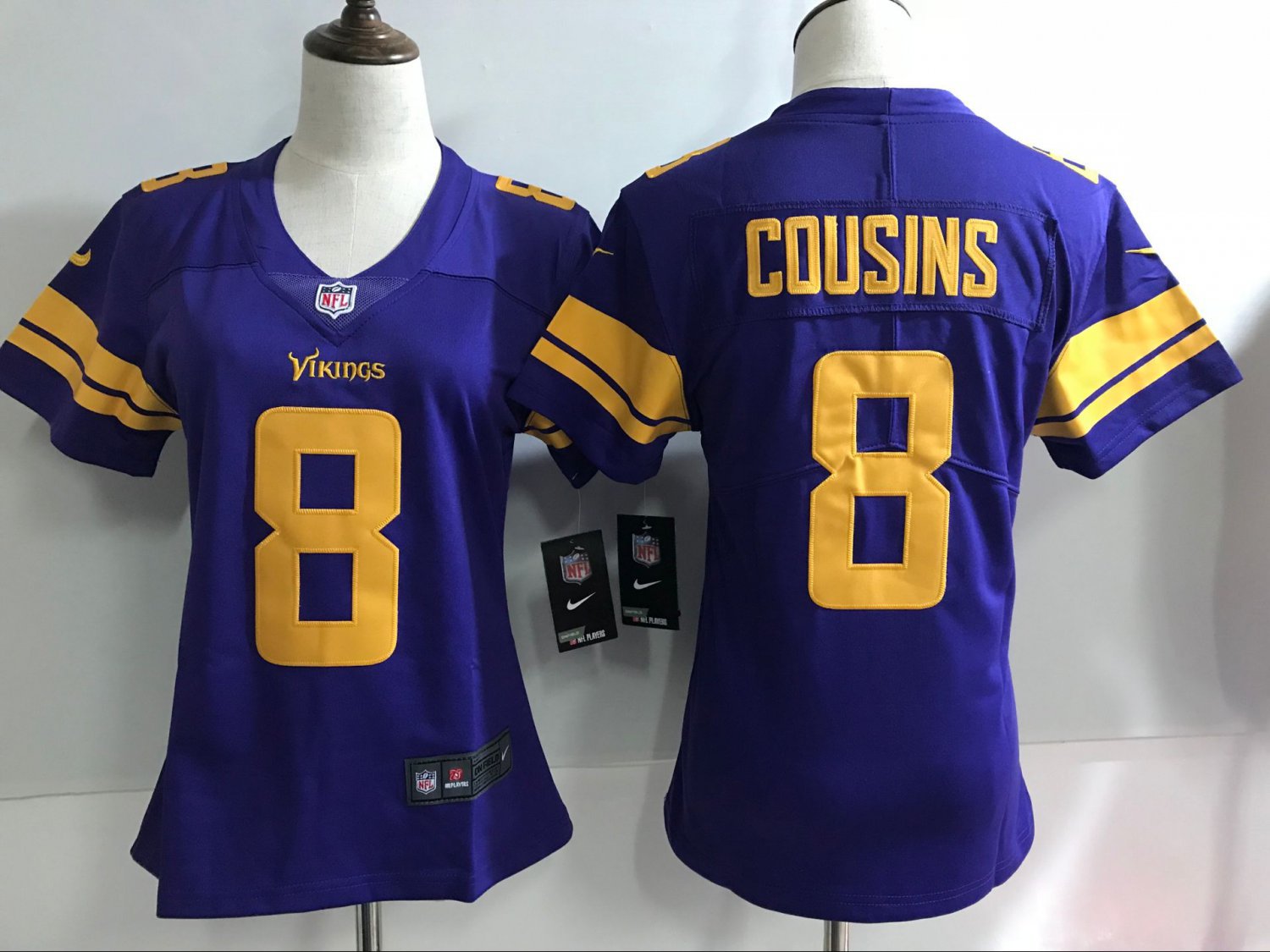 Women's Minnesota Vikings 8# Kirk Cousins Limited Purple Stitched Jersey