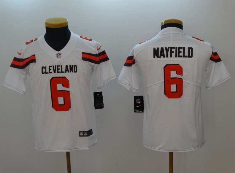 Youth Cleveland Browns 6# Baker Mayfield Limited White Stitched Jersey