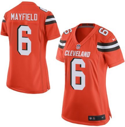 Women's Cleveland Browns 6# Baker Mayfield Limited Orange Stitched Jersey