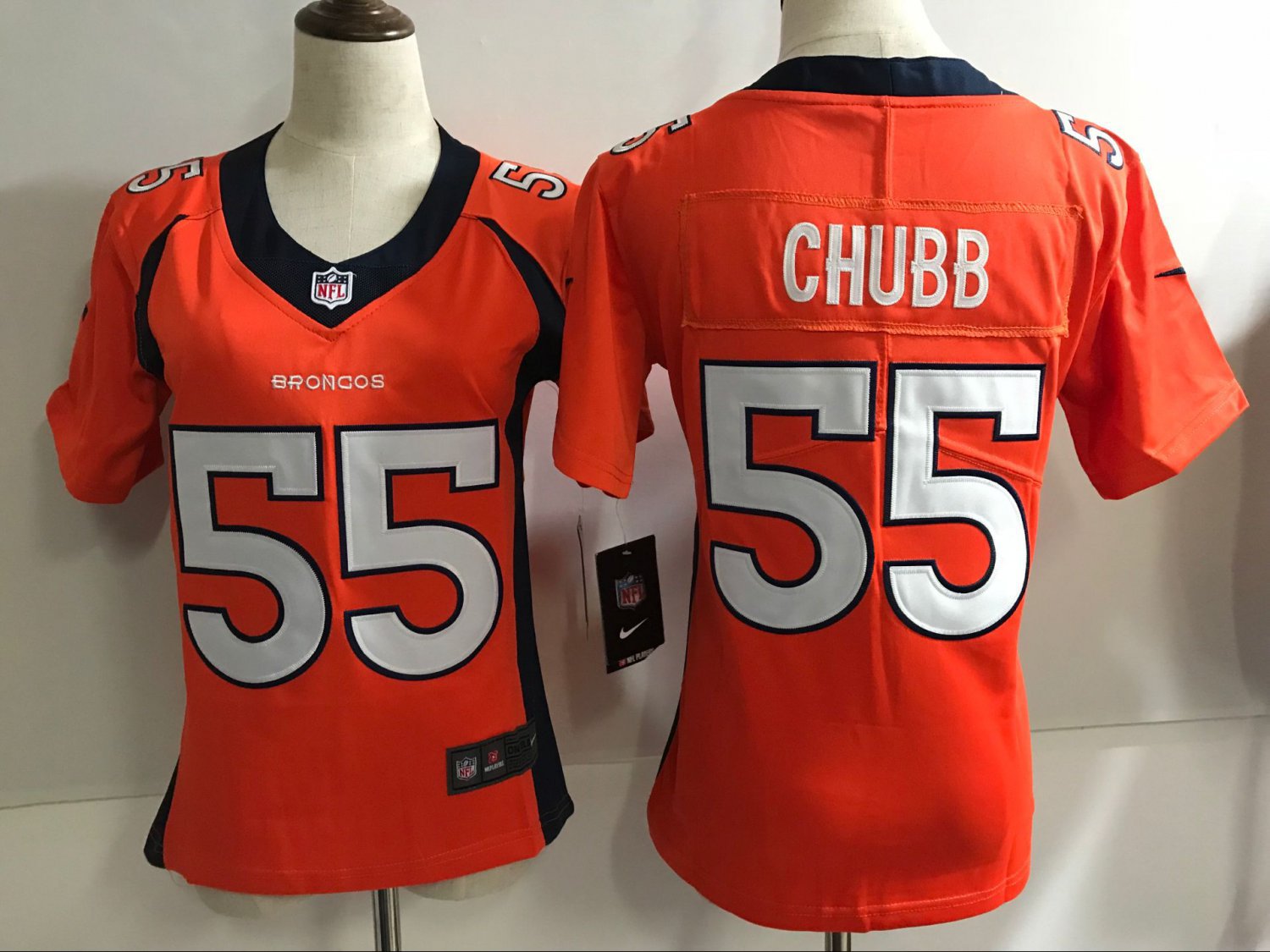 Women's Denver Broncos 55# Bradley Chubb Limited Orange Stitched Jersey