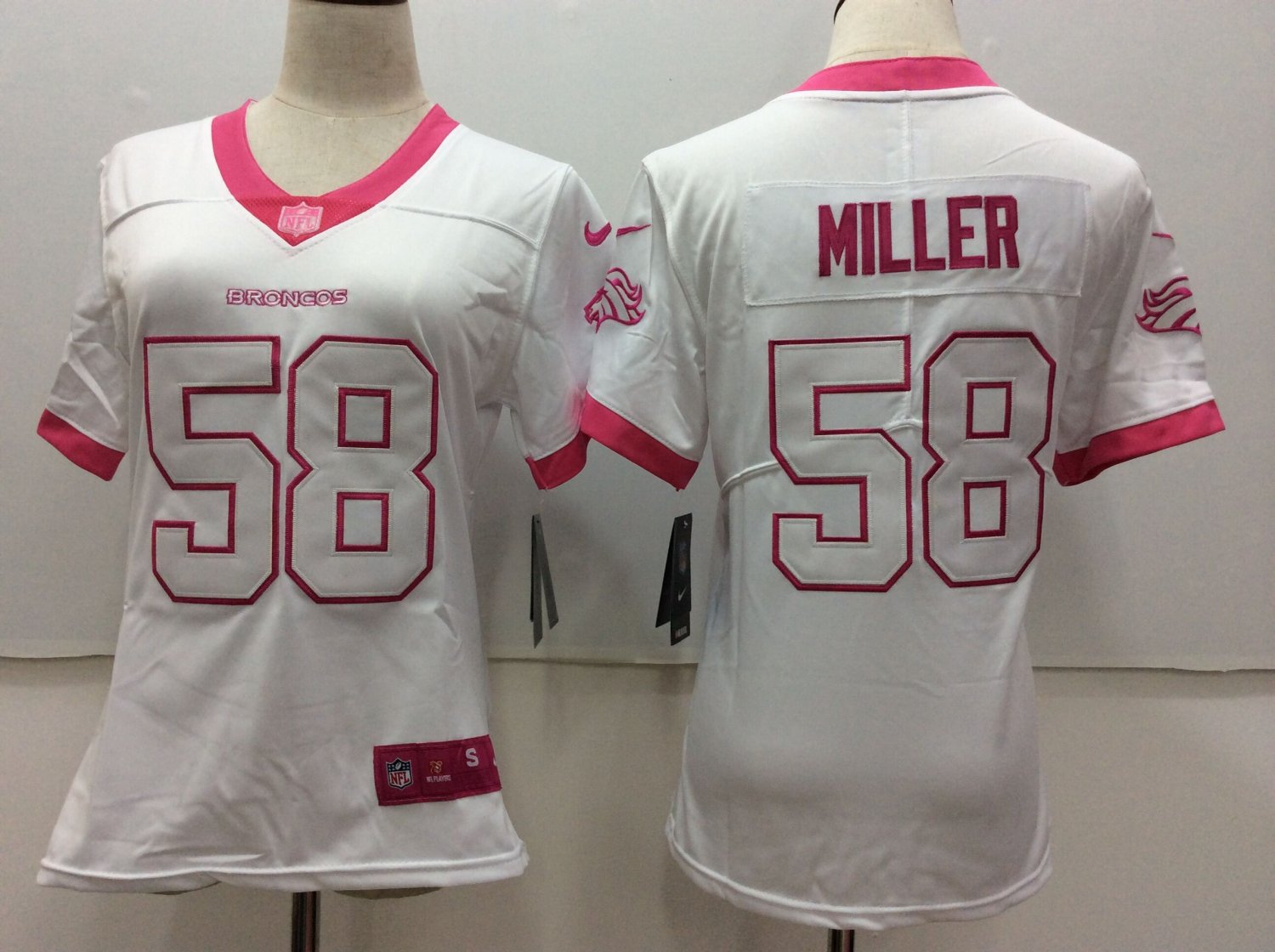 Women's Denver Broncos 58# Von Miller Limited White Stitched Jersey