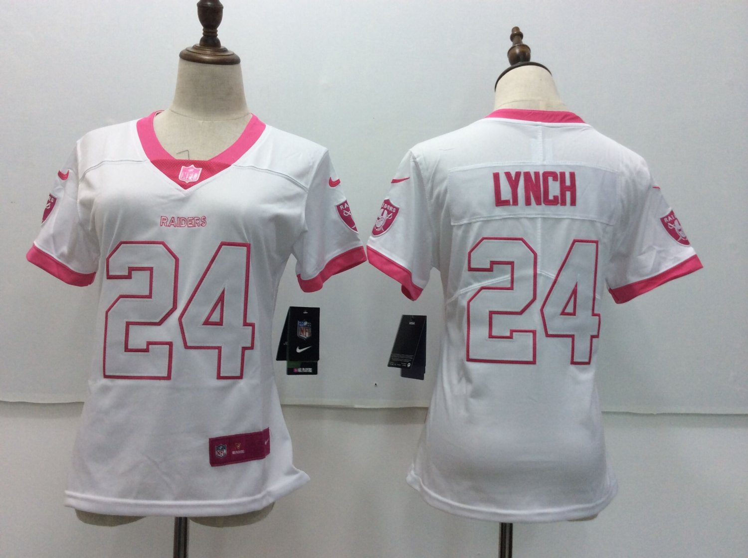 Women's Oakland Raiders 24# Marshawn Lynch Limited White Stitched Jersey