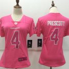 Women's Dallas Cowboys 4# Dak Prescott Limited Pink Stitched Jersey