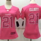 Women's Dallas Cowboys 21# Ezekiel Elliott Limited Pink Stitched Jersey