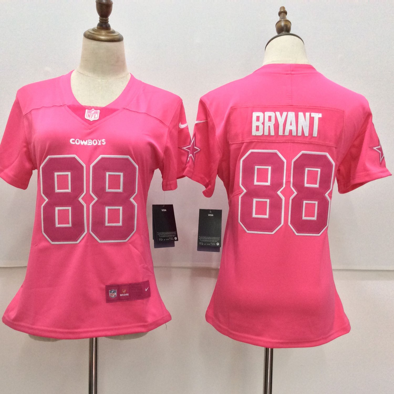 Womens Dallas Cowboys 88# Dez Bryant Limited Pink Stitched Jersey