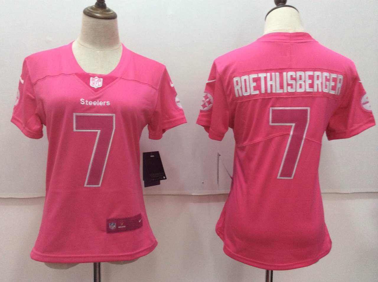 Women's Pittsburgh Steelers 7# Ben Roethlisberger Limited Pink Stitched Jersey