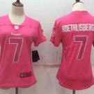 Women's Pittsburgh Steelers 7# Ben Roethlisberger Limited Pink Stitched Jersey