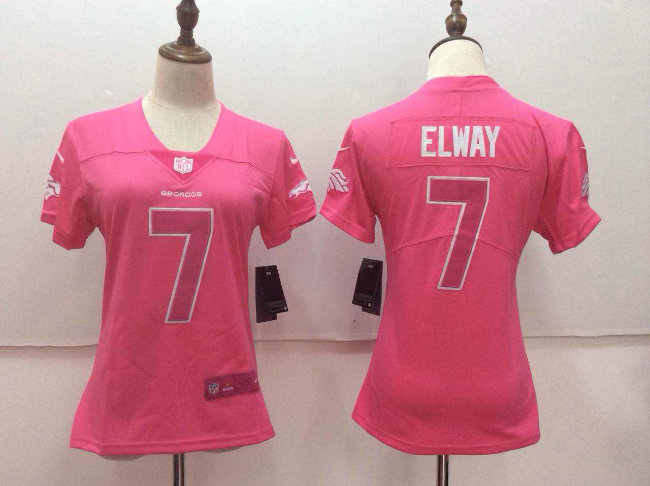 Women's Denver Broncos 7# John Elway Limited Pink Stitched Jersey