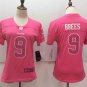 Women's Orleans Saints 9# Drew Brees Limited Pink Stitched Jersey