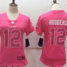 Women's Green Bay Packers 12# Aaron Rodgers Limited Pink Stitched Jersey
