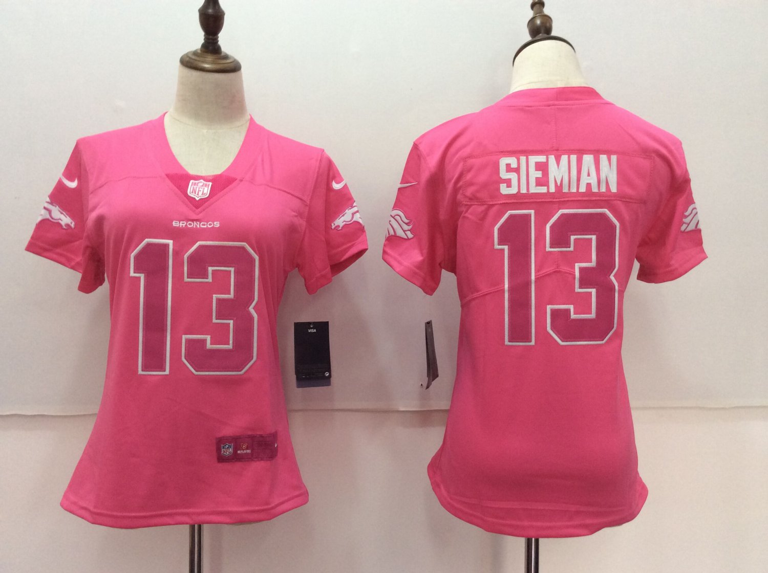 Women's Denver Broncos 13# Trevor Siemian Limited Pink Stitched Jersey