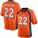 Men's Denver Broncos 22# CJ Anderson Game Orange Stitched Jersey