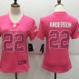 Women's Denver Broncos 22# CJ Anderson Limited Pink Stitched Jersey