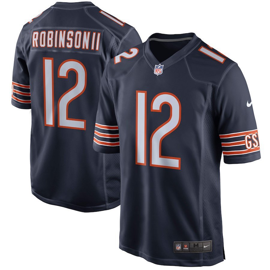 Men's Chicago Bears 12# Allen Robinson Game Navy Blue Stitched Jersey