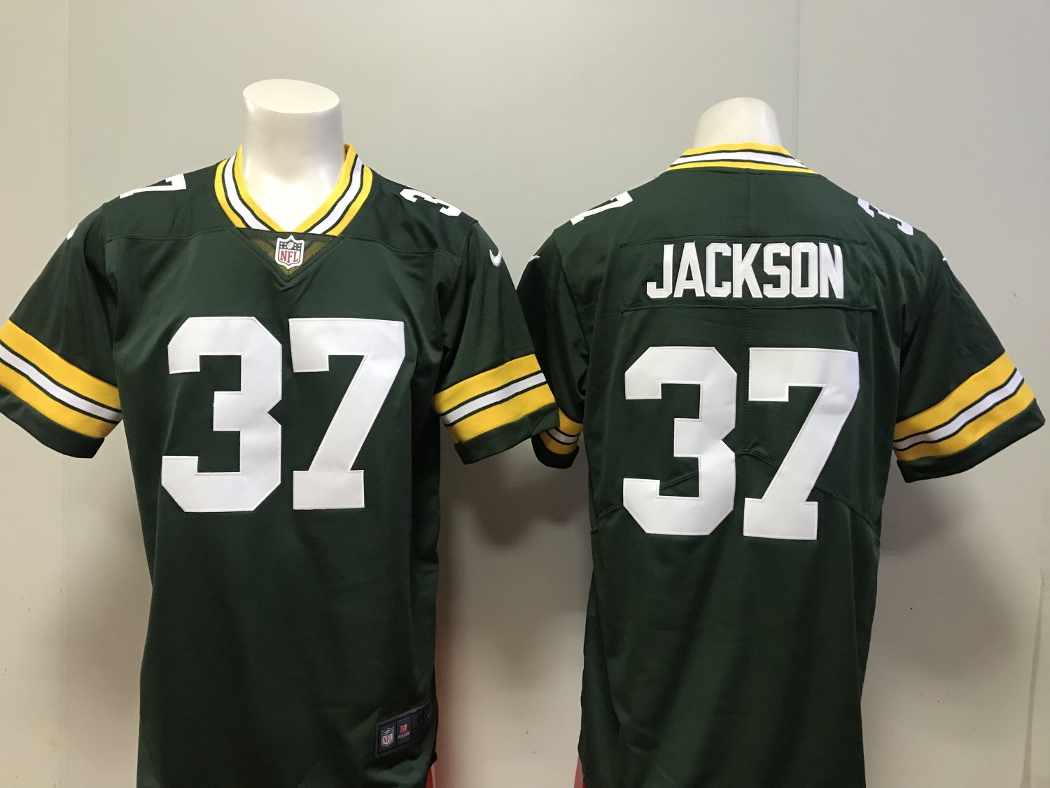 Men's Green Bay Packers 37# Josh Jackson Limited Green Stitched Jersey