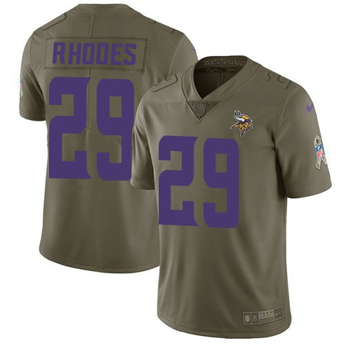 Men's Minnesota Vikings 29# Xavier Rhodes Olive salute to service Stitched Jersey