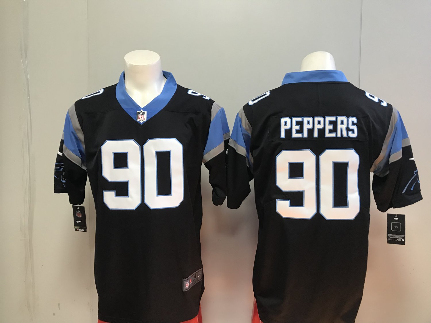 Men's Carolina Panthers 90# Julius Peppers Limted Navy Blue Stitched Jersey