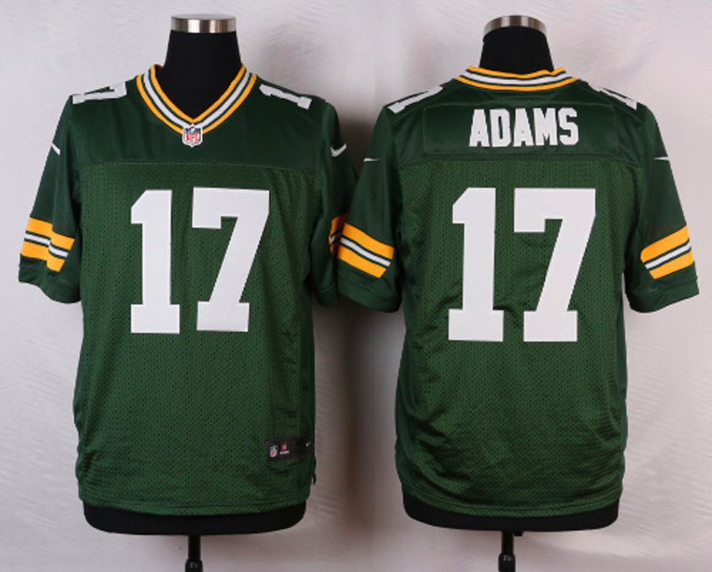 Men's Green Bay Packers 17# Davante Adams Elite Green Stitched Jersey
