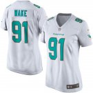 Womens Miami Dolphins 91# Cameron Wake Game White Stitched Jersey