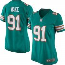 Womens Miami Dolphins 91# Cameron Wake Game Blue Aqua Stitched Jersey