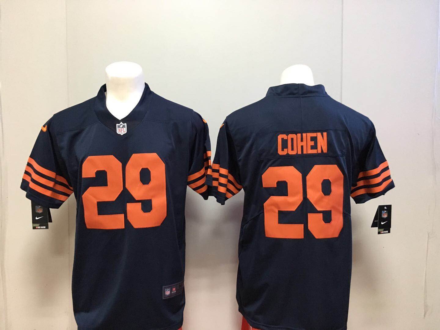 Men's Chicago Bears 29# Tarik Cohen Limited Navy Blue Stitched Jersey