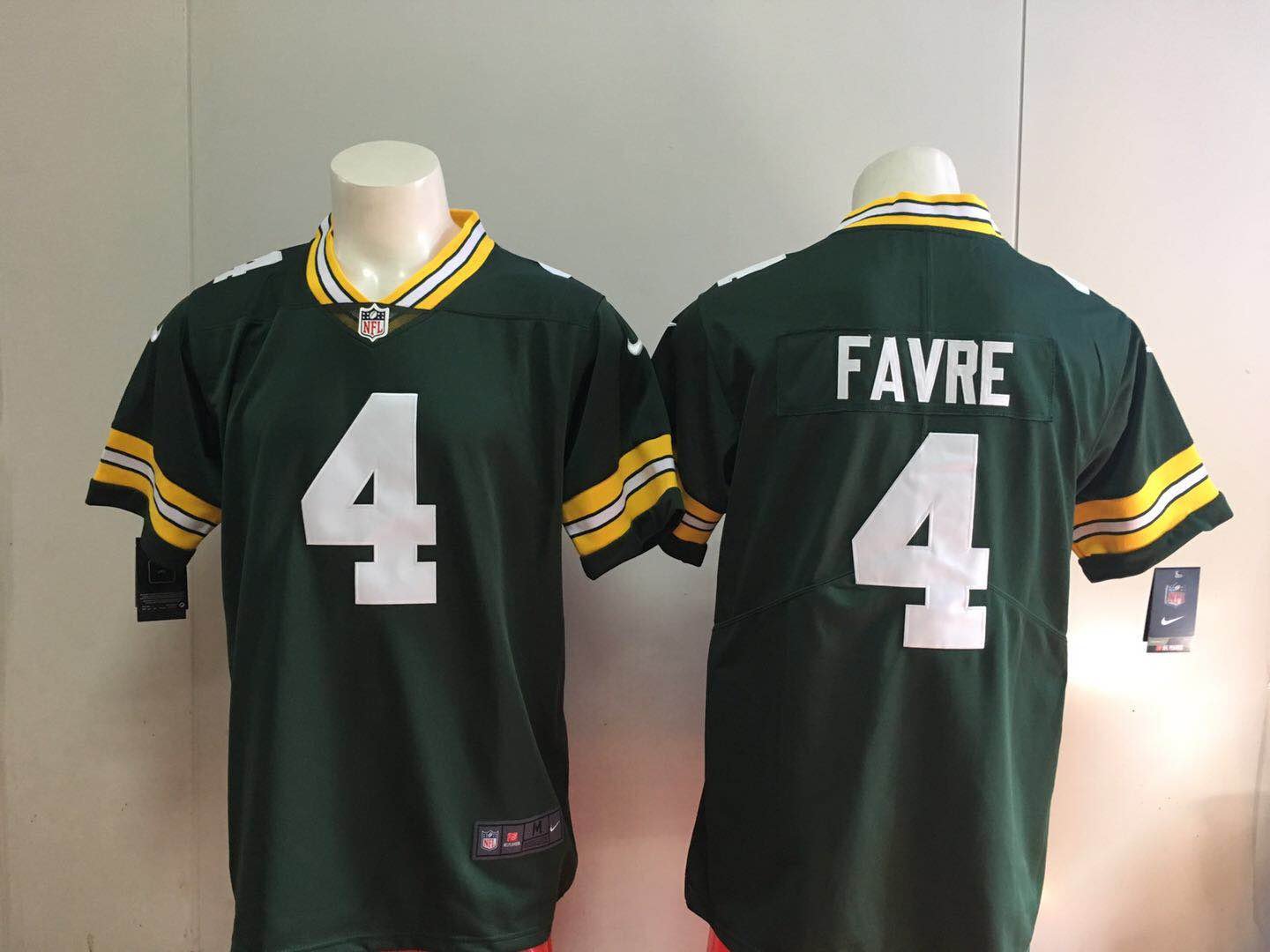 Men's Green Bay Packers 4# Brett Favre Limited Green Stitched Jersey