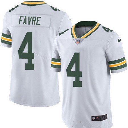 Men's Green Bay Packers 4# Brett Favre Limited White Stitched Jersey