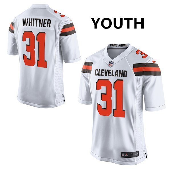 Youth Cleveland Browns 31# Donte Whitner Game White Stitched Jersey