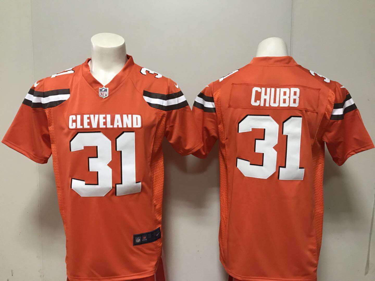 Men's Cleveland Browns 31# NICK CHUBB Game Orange Stitched Jersey