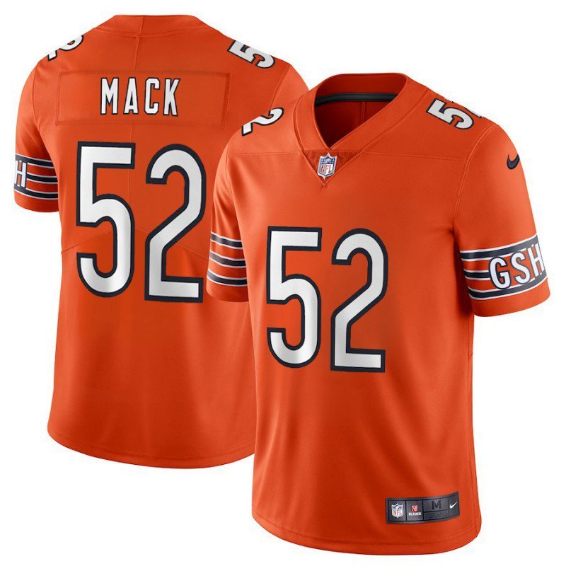 Men's Chicago Bears 52# Khalil Mack Limited Orange Stitched Jersey