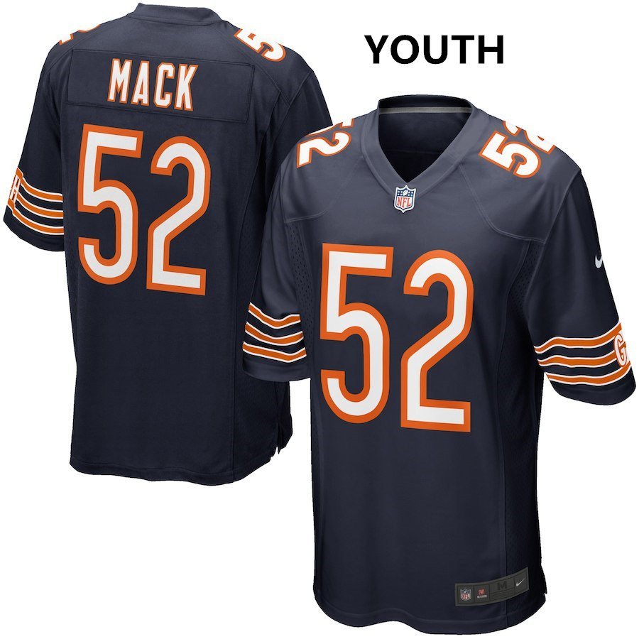 Youth Chicago Bears 52# Khalil Mack Game Navy Blue Stitched Jersey
