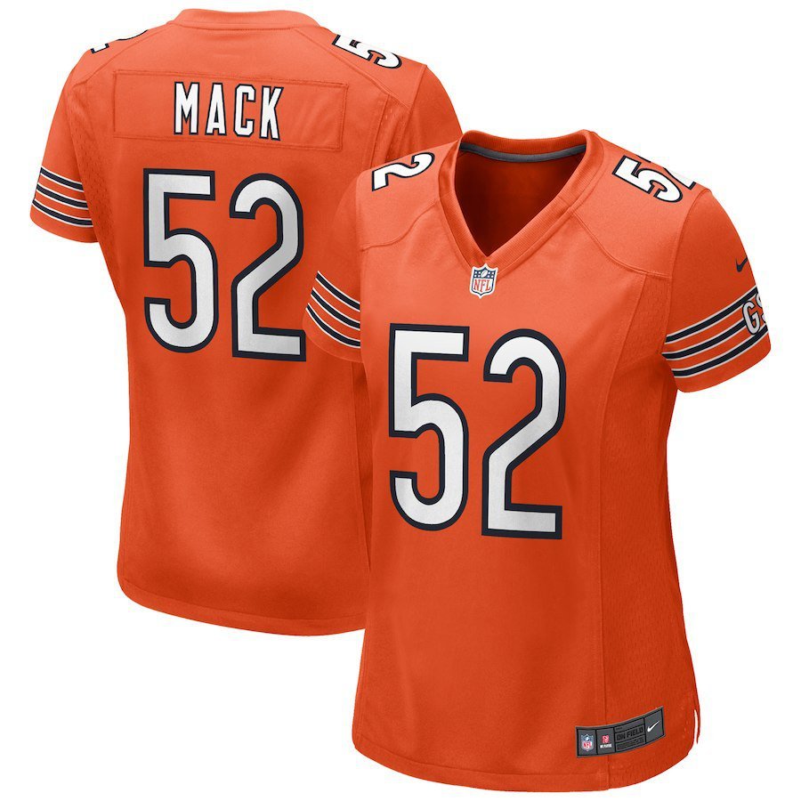 Women's Chicago Bears 52# Khalil Mack Game Orange Stitched Jersey