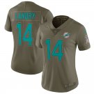 Women's Miami Dolphins 14# Jarvis Landry Olive salute to service Stitched Jersey