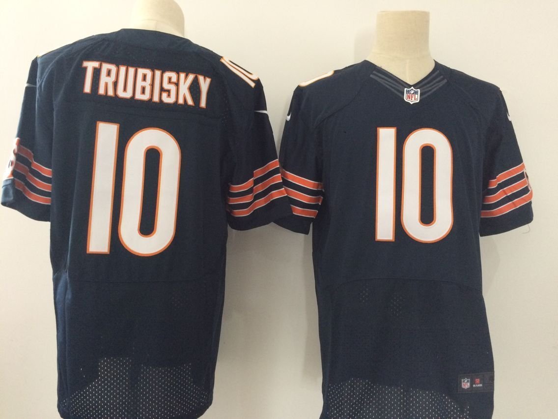 Men's Chicago Bears 10# Mitchell Trubisky Elite Navy Blue Stitched Jersey