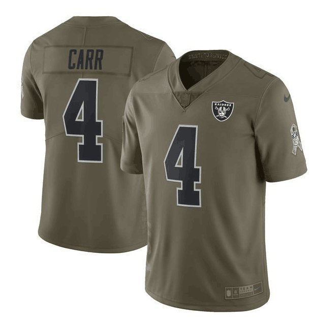 Men's Oakland Raiders 4# Derek Carr salute to service Stitched Jersey