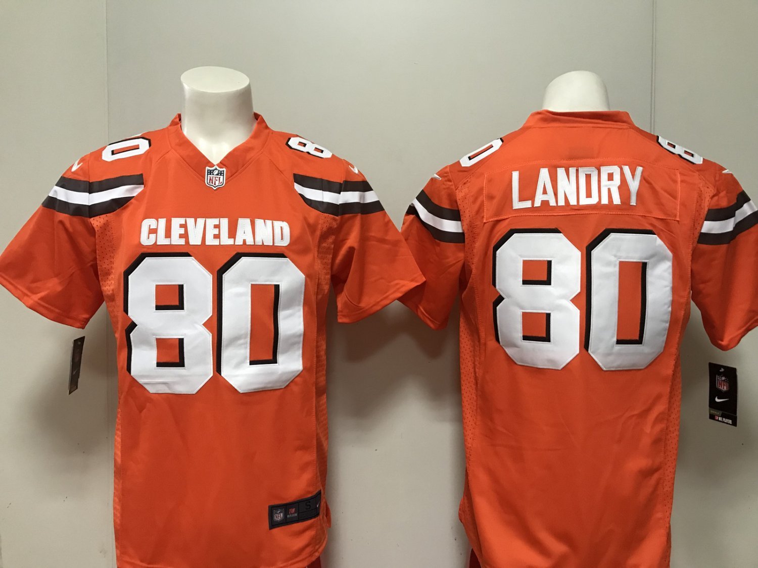 Mens Cleveland Browns 80# Jarvis Landry Game Orange Stitched Jersey