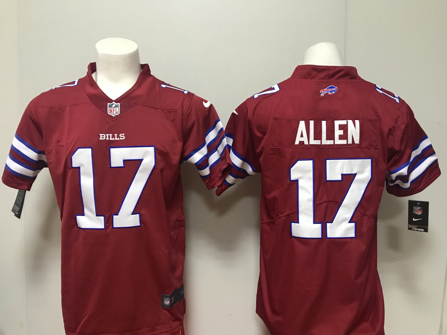 Men's Buffalo Bills 17# Josh Allen Limited Burgundy Stitched Jersey