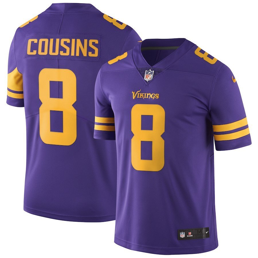 Men's Minnesota Vikings 8# Kirk Cousins Limited Purple Yellow Stitched Jersey