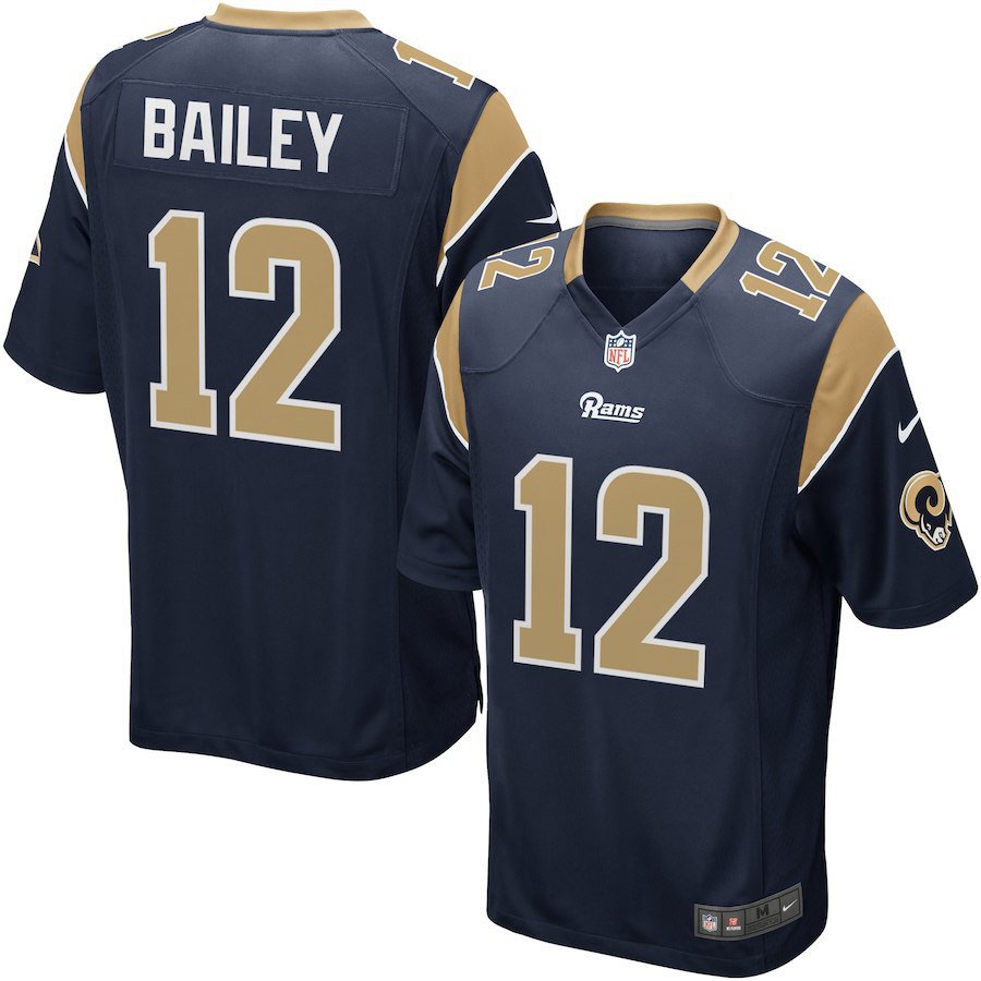 Men's Los Angeles Rams 12# Brandin Cooks Game Navy Stitched Jersey