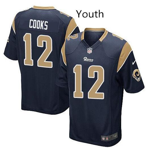 Youth Los Angeles Rams 12# Brandin Cooks Game Navy Stitched Jersey