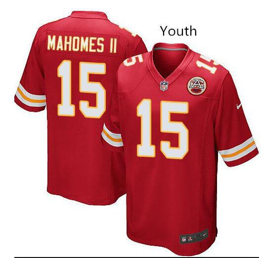 Youth Kansas City Chiefs 15# Patrick Mahomes II Game Red Stitched Jersey
