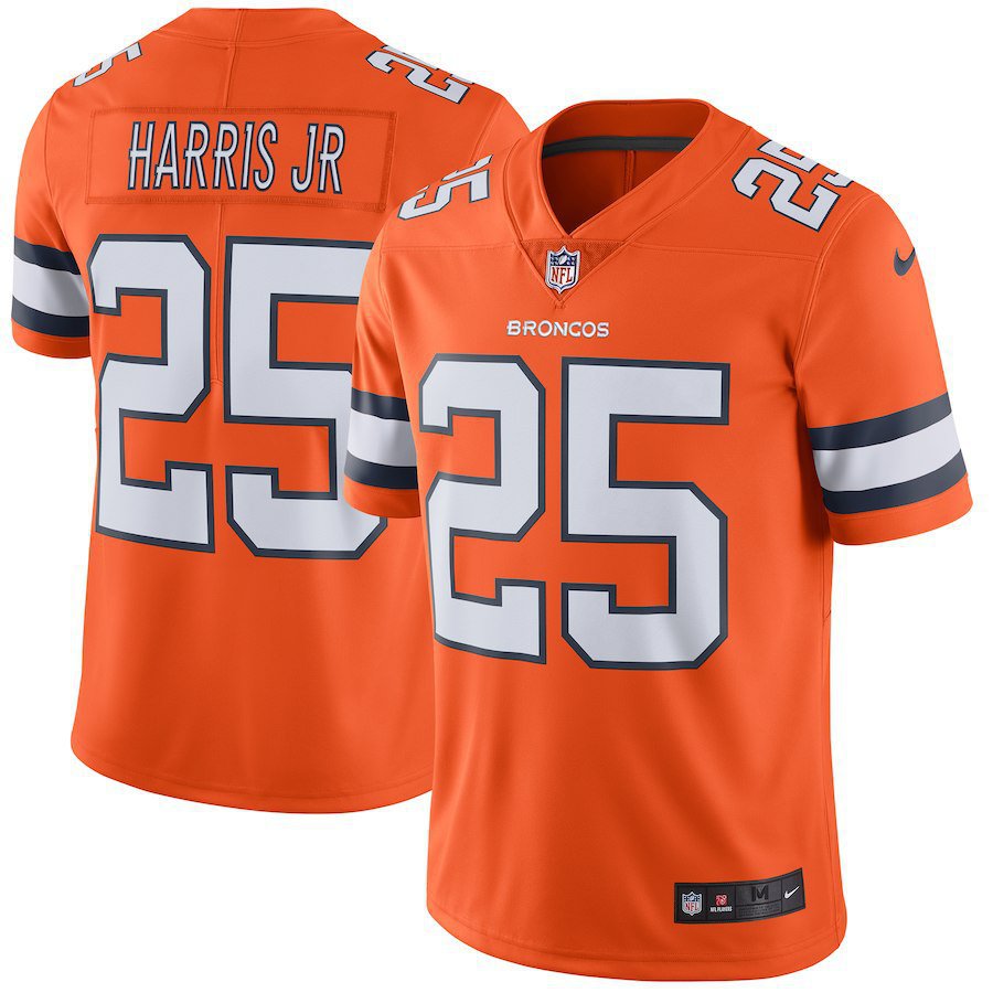 Men's Denver Broncos 25# Chris Harris Jr Limited Orange Stitched Jersey
