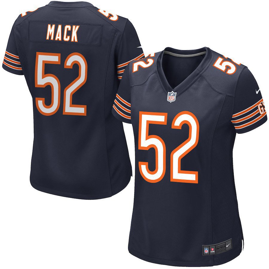 Women's Chicago Bears 52# Khalil Mack Game Navy Stitched Jersey