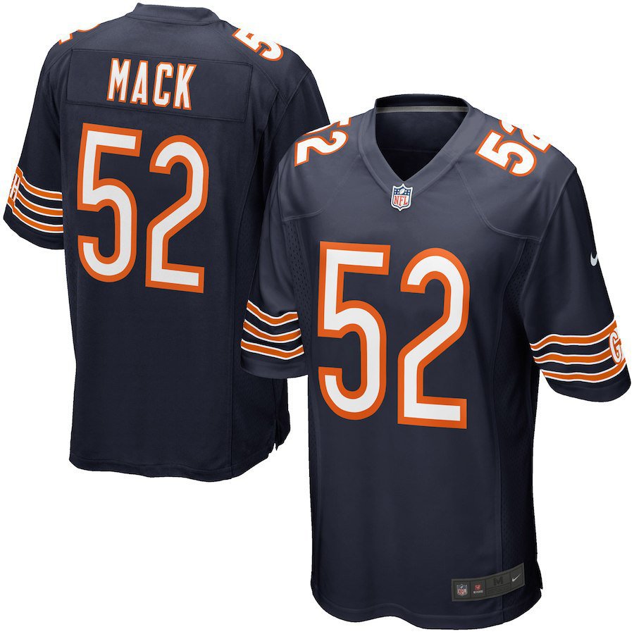 Men's Chicago Bears 52# Khalil Mack Game Navy Stitched Jersey