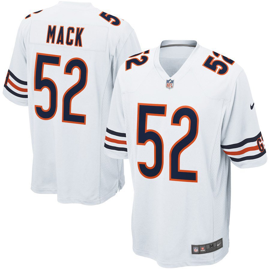 Men's Chicago Bears 52# Khalil Mack Game White Stitched Jersey